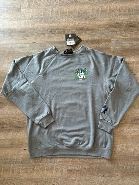 Men's Gray Crewneck Sweater with Embroidered Graphic